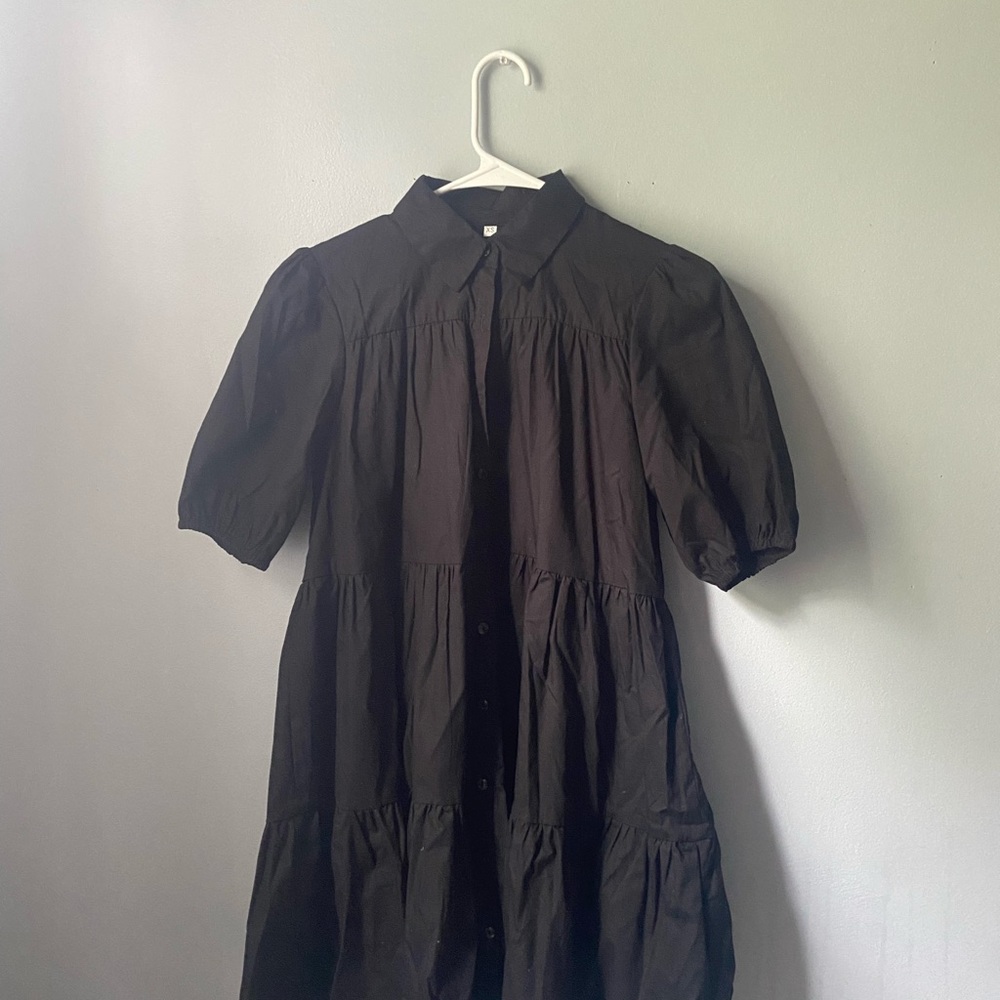 Black Button-Up babydoll Dress
